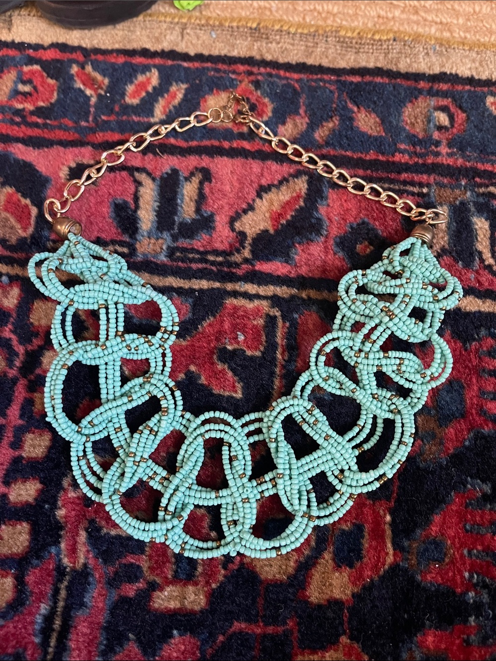 Beaded Statement Necklace in Turquoise